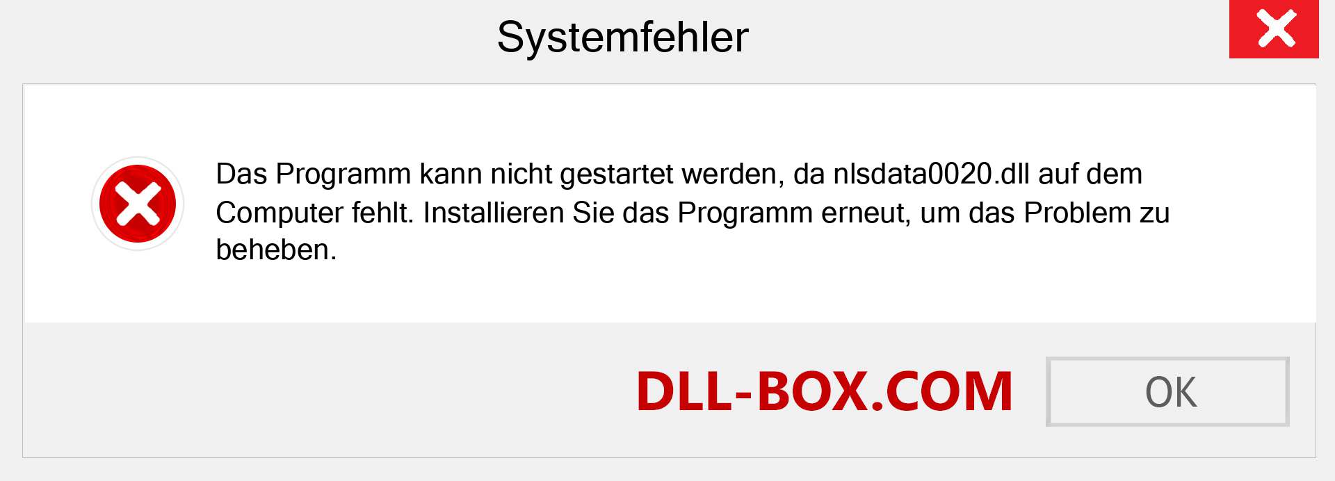 nlsdata0020.dll-Datei fehlt?. Download für Windows 7, 8, 10 - Fix nlsdata0020 dll Missing Error unter Windows, Fotos, Bildern